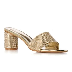 Chic Gold Embellished Block Heel Sandals